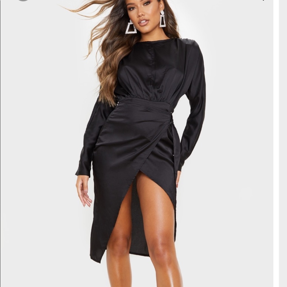 Black satin backless dress